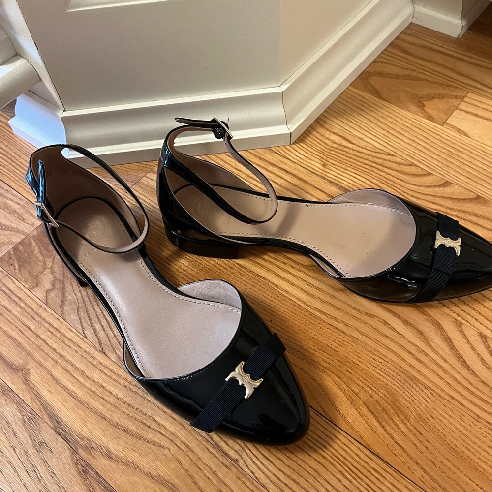 💗Tory Burch Gemini Bow Tie Ankle Strap Flats